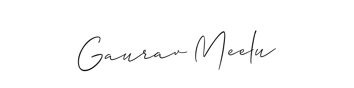How to make Gaurav Meelu name signature. Use Allison_Script style for creating short signs online. This is the latest handwritten sign. Gaurav Meelu signature style 2 images and pictures png