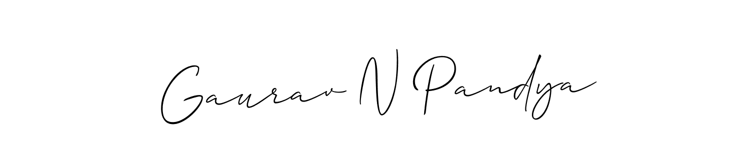It looks lik you need a new signature style for name Gaurav N Pandya. Design unique handwritten (Allison_Script) signature with our free signature maker in just a few clicks. Gaurav N Pandya signature style 2 images and pictures png