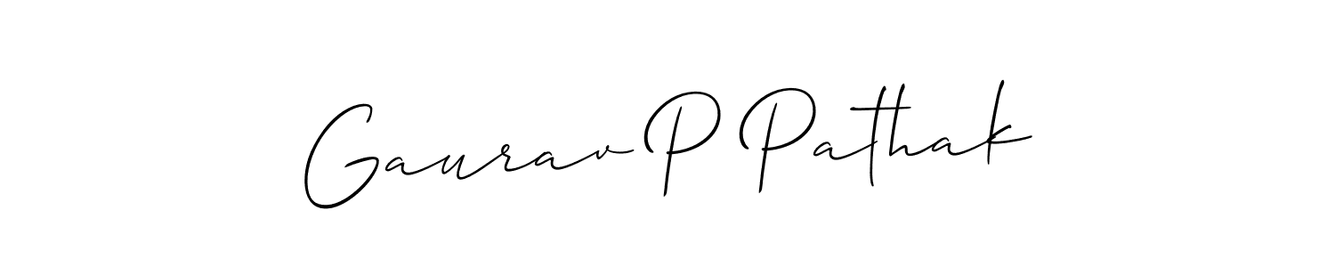 if you are searching for the best signature style for your name Gaurav P Pathak. so please give up your signature search. here we have designed multiple signature styles  using Allison_Script. Gaurav P Pathak signature style 2 images and pictures png