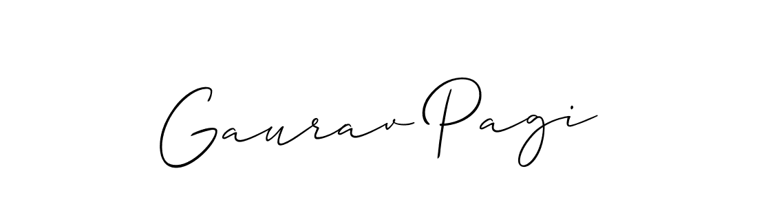 The best way (Allison_Script) to make a short signature is to pick only two or three words in your name. The name Gaurav Pagi include a total of six letters. For converting this name. Gaurav Pagi signature style 2 images and pictures png