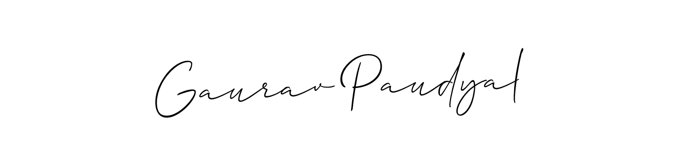 Use a signature maker to create a handwritten signature online. With this signature software, you can design (Allison_Script) your own signature for name Gaurav Paudyal. Gaurav Paudyal signature style 2 images and pictures png