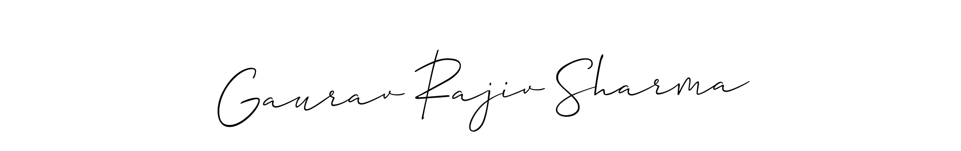 Use a signature maker to create a handwritten signature online. With this signature software, you can design (Allison_Script) your own signature for name Gaurav Rajiv Sharma. Gaurav Rajiv Sharma signature style 2 images and pictures png