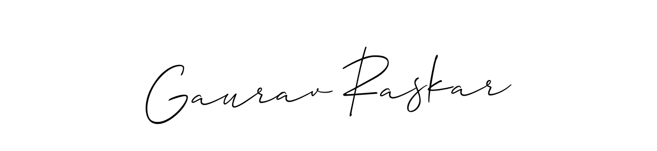 It looks lik you need a new signature style for name Gaurav Raskar. Design unique handwritten (Allison_Script) signature with our free signature maker in just a few clicks. Gaurav Raskar signature style 2 images and pictures png