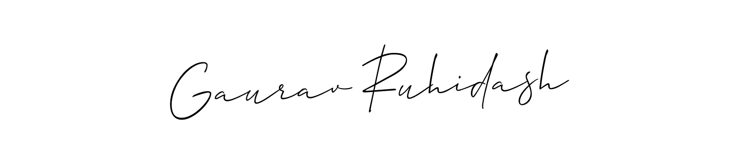 You should practise on your own different ways (Allison_Script) to write your name (Gaurav Ruhidash) in signature. don't let someone else do it for you. Gaurav Ruhidash signature style 2 images and pictures png