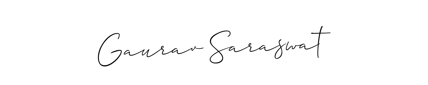 The best way (Allison_Script) to make a short signature is to pick only two or three words in your name. The name Gaurav Saraswat include a total of six letters. For converting this name. Gaurav Saraswat signature style 2 images and pictures png