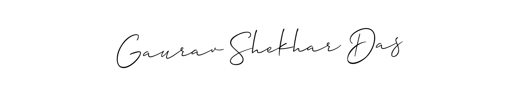 The best way (Allison_Script) to make a short signature is to pick only two or three words in your name. The name Gaurav Shekhar Das include a total of six letters. For converting this name. Gaurav Shekhar Das signature style 2 images and pictures png