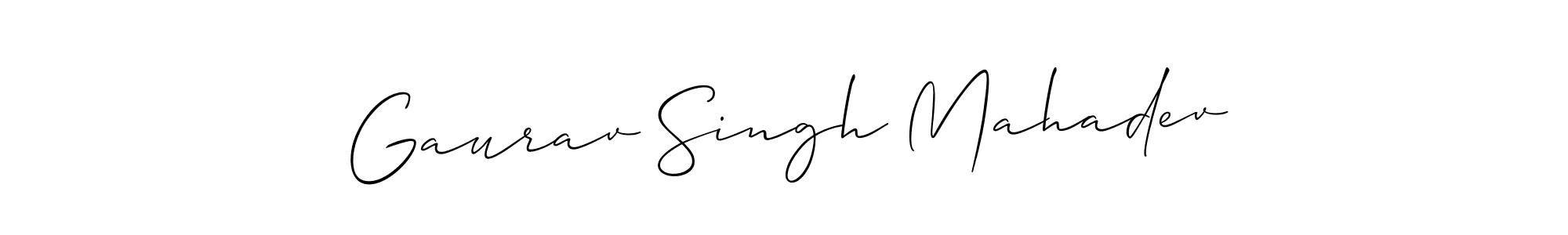 if you are searching for the best signature style for your name Gaurav Singh Mahadev. so please give up your signature search. here we have designed multiple signature styles  using Allison_Script. Gaurav Singh Mahadev signature style 2 images and pictures png