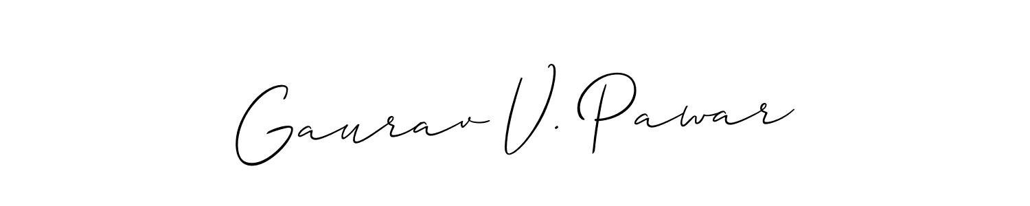 Check out images of Autograph of Gaurav V. Pawar name. Actor Gaurav V. Pawar Signature Style. Allison_Script is a professional sign style online. Gaurav V. Pawar signature style 2 images and pictures png