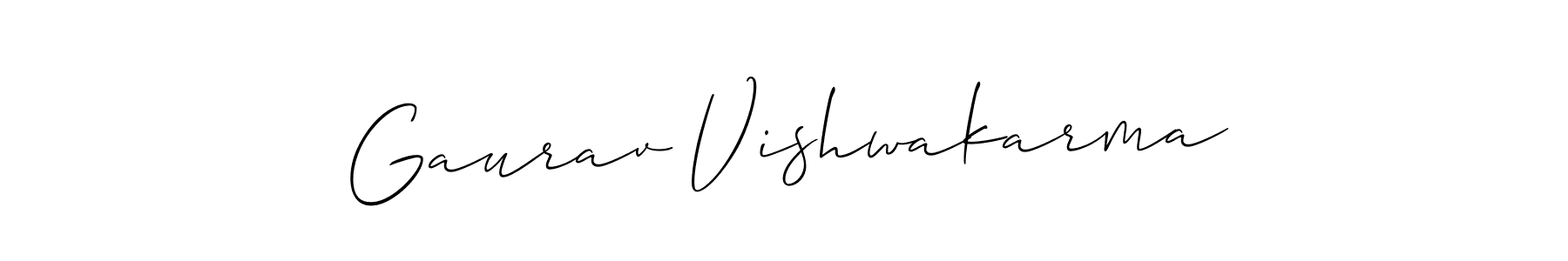 How to make Gaurav Vishwakarma name signature. Use Allison_Script style for creating short signs online. This is the latest handwritten sign. Gaurav Vishwakarma signature style 2 images and pictures png