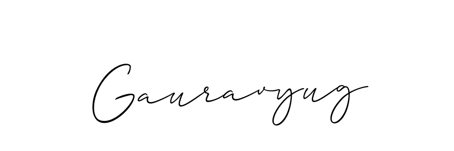 How to make Gauravyug name signature. Use Allison_Script style for creating short signs online. This is the latest handwritten sign. Gauravyug signature style 2 images and pictures png