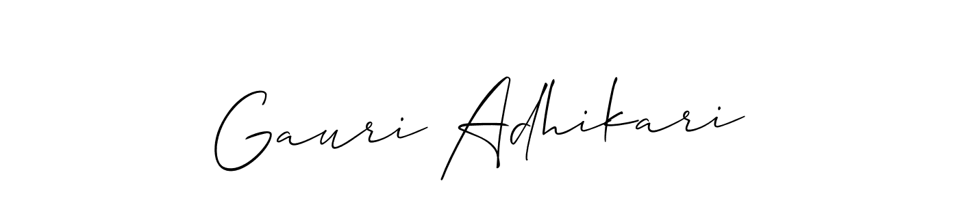 Also we have Gauri Adhikari name is the best signature style. Create professional handwritten signature collection using Allison_Script autograph style. Gauri Adhikari signature style 2 images and pictures png