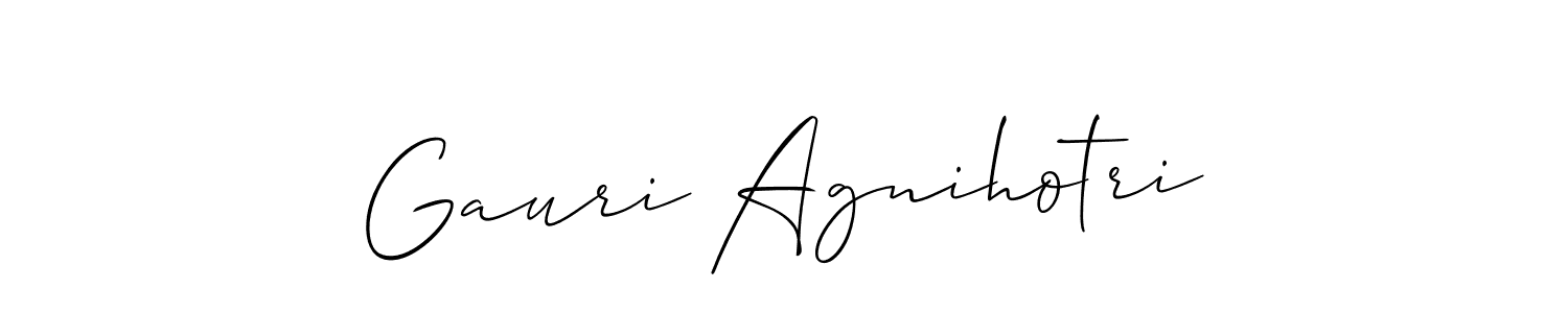 You should practise on your own different ways (Allison_Script) to write your name (Gauri Agnihotri) in signature. don't let someone else do it for you. Gauri Agnihotri signature style 2 images and pictures png