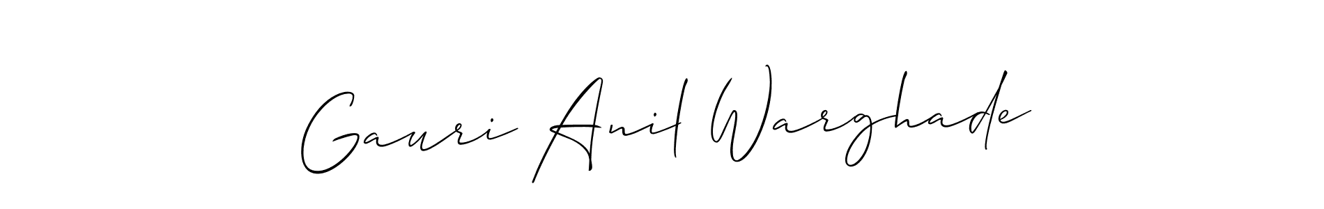 Also You can easily find your signature by using the search form. We will create Gauri Anil Warghade name handwritten signature images for you free of cost using Allison_Script sign style. Gauri Anil Warghade signature style 2 images and pictures png