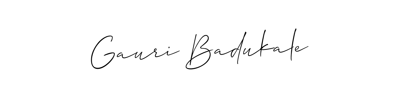 How to make Gauri Badukale name signature. Use Allison_Script style for creating short signs online. This is the latest handwritten sign. Gauri Badukale signature style 2 images and pictures png