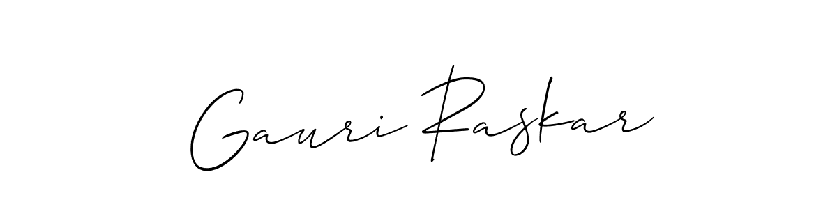Create a beautiful signature design for name Gauri Raskar. With this signature (Allison_Script) fonts, you can make a handwritten signature for free. Gauri Raskar signature style 2 images and pictures png