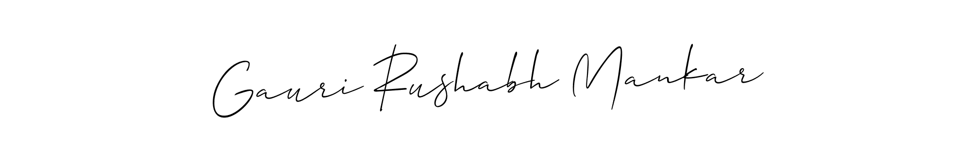 Make a short Gauri Rushabh Mankar signature style. Manage your documents anywhere anytime using Allison_Script. Create and add eSignatures, submit forms, share and send files easily. Gauri Rushabh Mankar signature style 2 images and pictures png