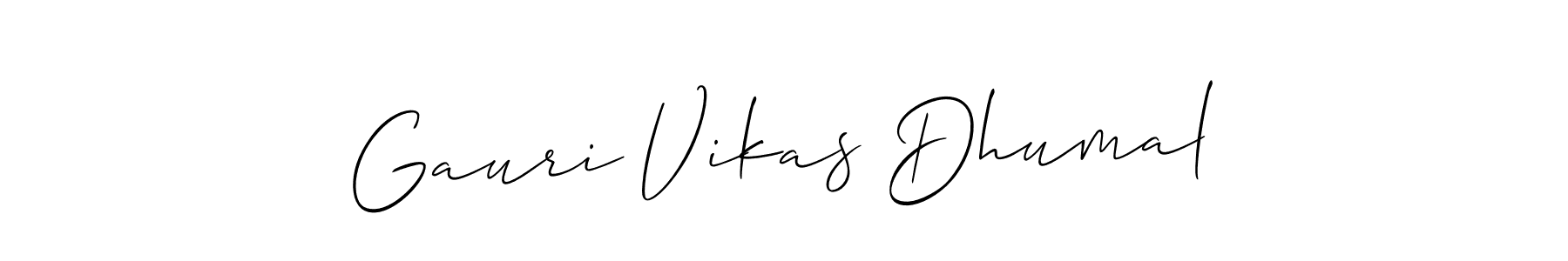 Also You can easily find your signature by using the search form. We will create Gauri Vikas Dhumal name handwritten signature images for you free of cost using Allison_Script sign style. Gauri Vikas Dhumal signature style 2 images and pictures png