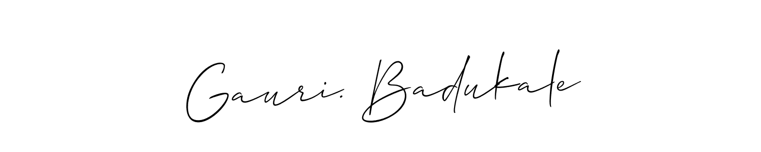It looks lik you need a new signature style for name Gauri. Badukale. Design unique handwritten (Allison_Script) signature with our free signature maker in just a few clicks. Gauri. Badukale signature style 2 images and pictures png