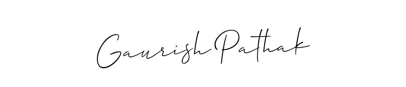 Create a beautiful signature design for name Gaurish Pathak. With this signature (Allison_Script) fonts, you can make a handwritten signature for free. Gaurish Pathak signature style 2 images and pictures png