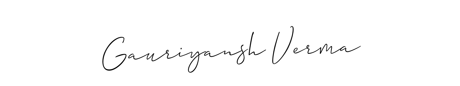 The best way (Allison_Script) to make a short signature is to pick only two or three words in your name. The name Gauriyansh Verma include a total of six letters. For converting this name. Gauriyansh Verma signature style 2 images and pictures png