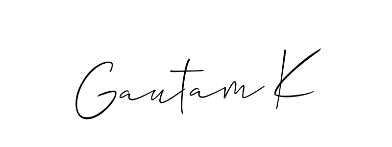 if you are searching for the best signature style for your name Gautam K. so please give up your signature search. here we have designed multiple signature styles  using Allison_Script. Gautam K signature style 2 images and pictures png