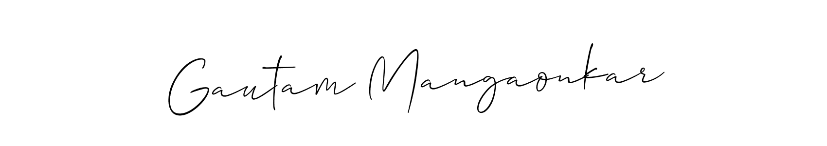 Allison_Script is a professional signature style that is perfect for those who want to add a touch of class to their signature. It is also a great choice for those who want to make their signature more unique. Get Gautam Mangaonkar name to fancy signature for free. Gautam Mangaonkar signature style 2 images and pictures png