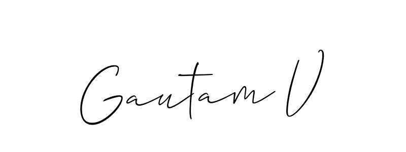 Make a beautiful signature design for name Gautam V. With this signature (Allison_Script) style, you can create a handwritten signature for free. Gautam V signature style 2 images and pictures png