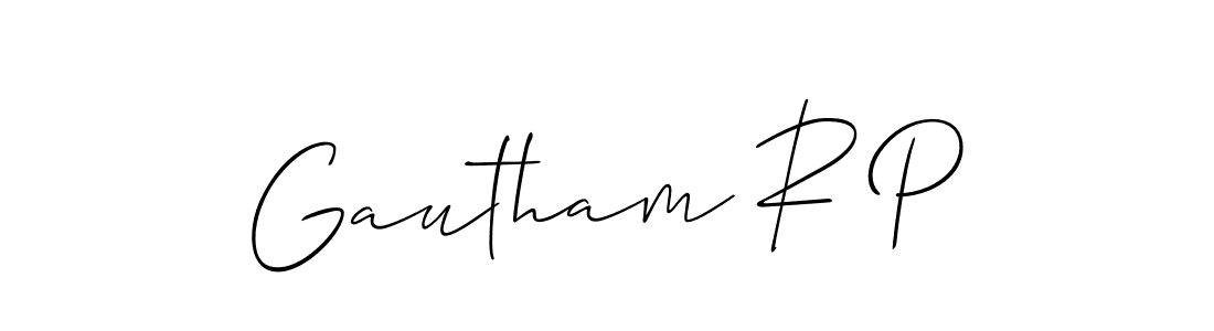 Also You can easily find your signature by using the search form. We will create Gautham R P name handwritten signature images for you free of cost using Allison_Script sign style. Gautham R P signature style 2 images and pictures png