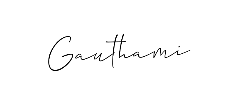 Make a beautiful signature design for name Gauthami. With this signature (Allison_Script) style, you can create a handwritten signature for free. Gauthami signature style 2 images and pictures png