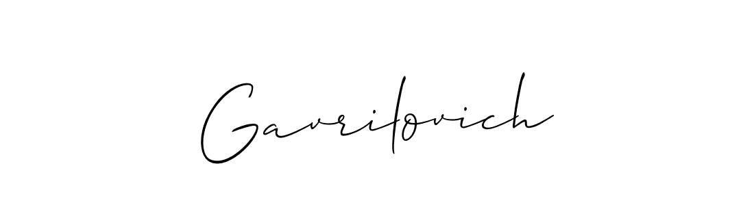 Use a signature maker to create a handwritten signature online. With this signature software, you can design (Allison_Script) your own signature for name Gavrilovich. Gavrilovich signature style 2 images and pictures png