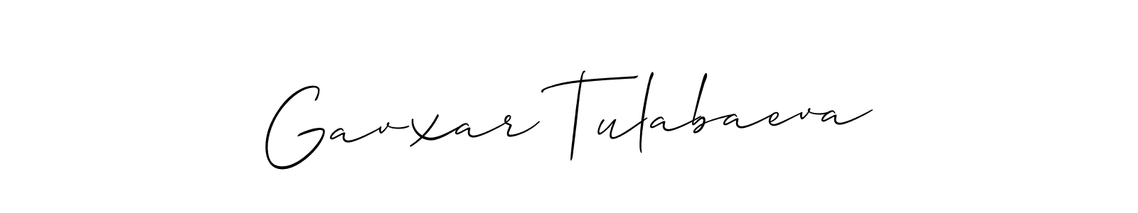 How to make Gavxar Tulabaeva name signature. Use Allison_Script style for creating short signs online. This is the latest handwritten sign. Gavxar Tulabaeva signature style 2 images and pictures png
