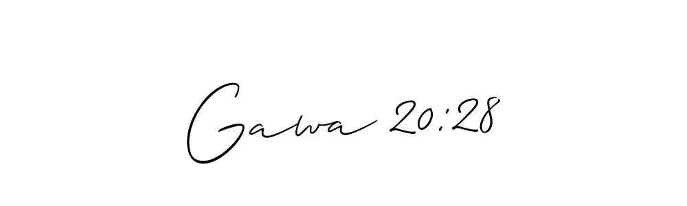 Design your own signature with our free online signature maker. With this signature software, you can create a handwritten (Allison_Script) signature for name Gawa 20:28. Gawa 20:28 signature style 2 images and pictures png