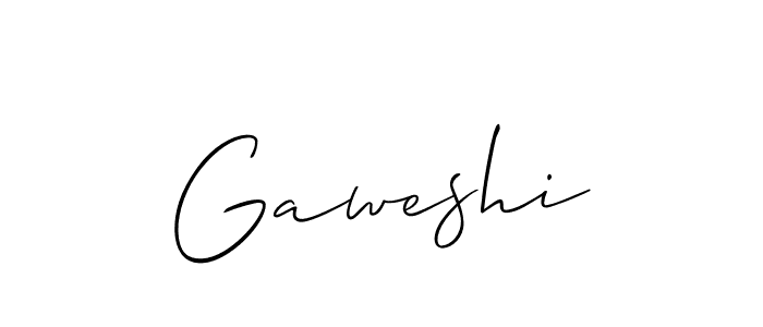 Design your own signature with our free online signature maker. With this signature software, you can create a handwritten (Allison_Script) signature for name Gaweshi. Gaweshi signature style 2 images and pictures png