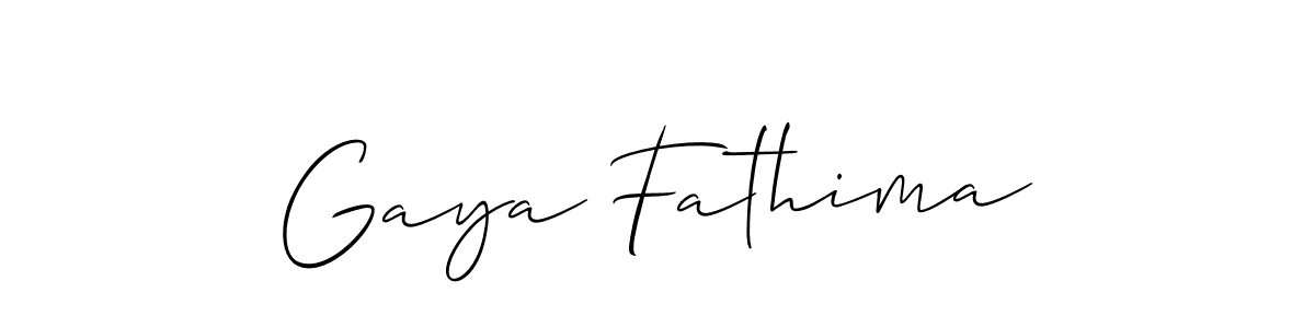 How to make Gaya Fathima name signature. Use Allison_Script style for creating short signs online. This is the latest handwritten sign. Gaya Fathima signature style 2 images and pictures png