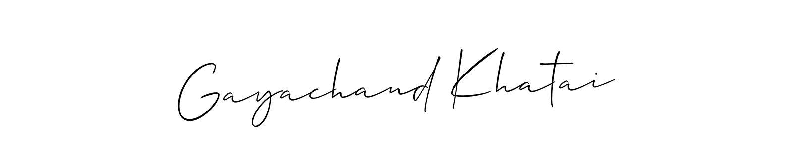 Allison_Script is a professional signature style that is perfect for those who want to add a touch of class to their signature. It is also a great choice for those who want to make their signature more unique. Get Gayachand Khatai name to fancy signature for free. Gayachand Khatai signature style 2 images and pictures png