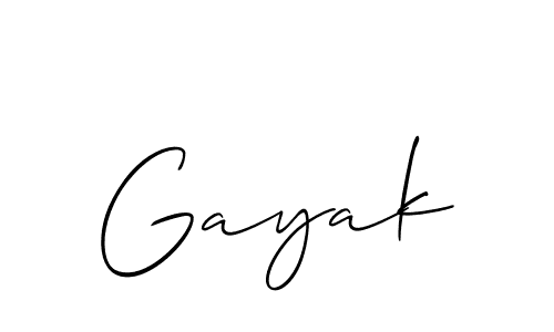 Make a beautiful signature design for name Gayak. With this signature (Allison_Script) style, you can create a handwritten signature for free. Gayak signature style 2 images and pictures png