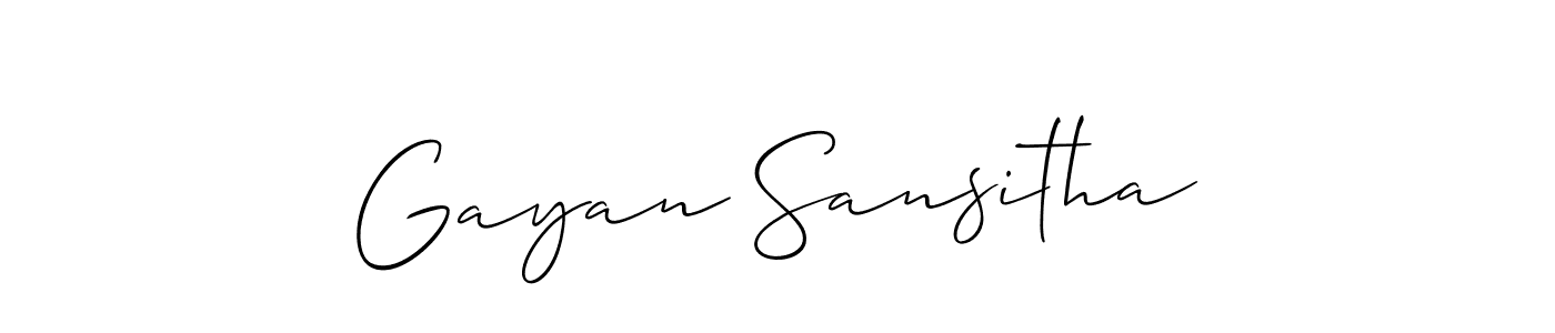 How to make Gayan Sansitha name signature. Use Allison_Script style for creating short signs online. This is the latest handwritten sign. Gayan Sansitha signature style 2 images and pictures png