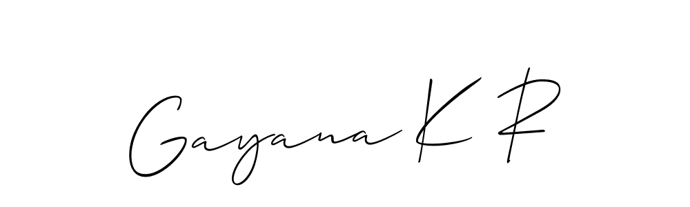 Check out images of Autograph of Gayana K R name. Actor Gayana K R Signature Style. Allison_Script is a professional sign style online. Gayana K R signature style 2 images and pictures png