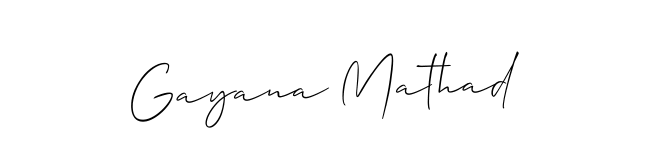 Make a beautiful signature design for name Gayana Mathad. With this signature (Allison_Script) style, you can create a handwritten signature for free. Gayana Mathad signature style 2 images and pictures png