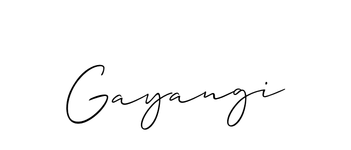 Create a beautiful signature design for name Gayangi. With this signature (Allison_Script) fonts, you can make a handwritten signature for free. Gayangi signature style 2 images and pictures png