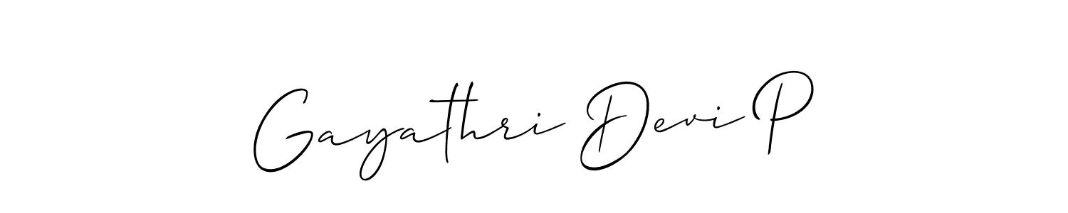 This is the best signature style for the Gayathri Devi P name. Also you like these signature font (Allison_Script). Mix name signature. Gayathri Devi P signature style 2 images and pictures png