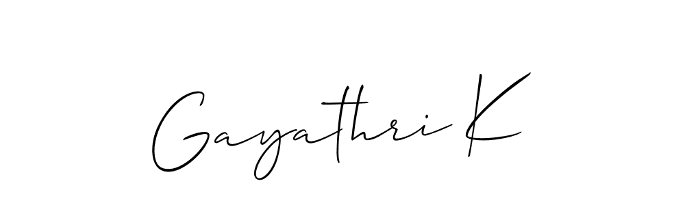 if you are searching for the best signature style for your name Gayathri K. so please give up your signature search. here we have designed multiple signature styles  using Allison_Script. Gayathri K signature style 2 images and pictures png