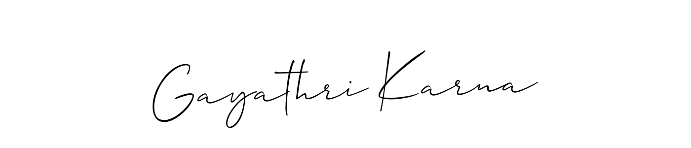 Similarly Allison_Script is the best handwritten signature design. Signature creator online .You can use it as an online autograph creator for name Gayathri Karna. Gayathri Karna signature style 2 images and pictures png
