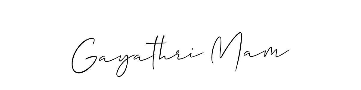 Also You can easily find your signature by using the search form. We will create Gayathri Mam name handwritten signature images for you free of cost using Allison_Script sign style. Gayathri Mam signature style 2 images and pictures png