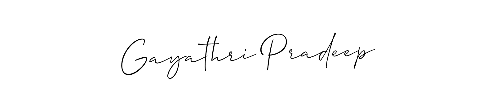 You should practise on your own different ways (Allison_Script) to write your name (Gayathri Pradeep) in signature. don't let someone else do it for you. Gayathri Pradeep signature style 2 images and pictures png