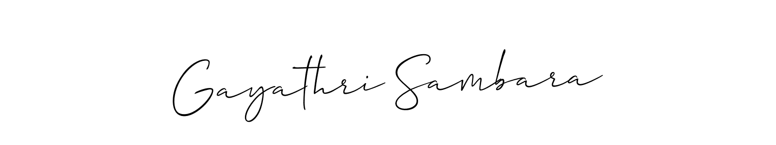 It looks lik you need a new signature style for name Gayathri Sambara. Design unique handwritten (Allison_Script) signature with our free signature maker in just a few clicks. Gayathri Sambara signature style 2 images and pictures png