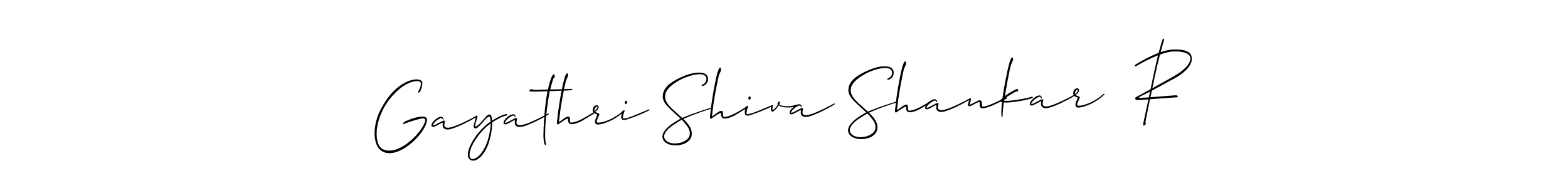 The best way (Allison_Script) to make a short signature is to pick only two or three words in your name. The name Gayathri Shiva Shankar  R include a total of six letters. For converting this name. Gayathri Shiva Shankar  R signature style 2 images and pictures png