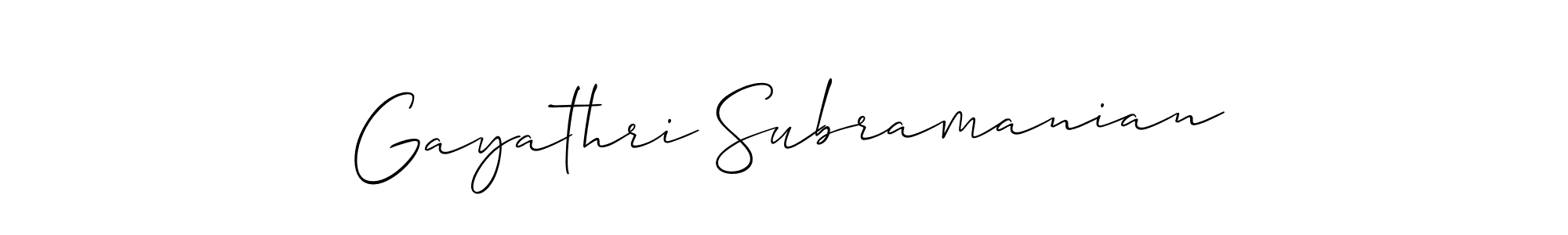 Design your own signature with our free online signature maker. With this signature software, you can create a handwritten (Allison_Script) signature for name Gayathri Subramanian. Gayathri Subramanian signature style 2 images and pictures png