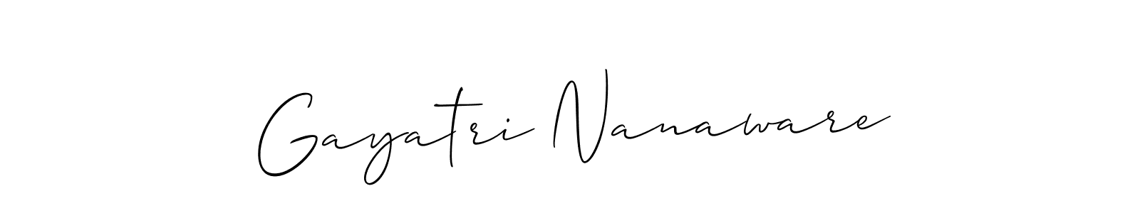 Allison_Script is a professional signature style that is perfect for those who want to add a touch of class to their signature. It is also a great choice for those who want to make their signature more unique. Get Gayatri Nanaware name to fancy signature for free. Gayatri Nanaware signature style 2 images and pictures png