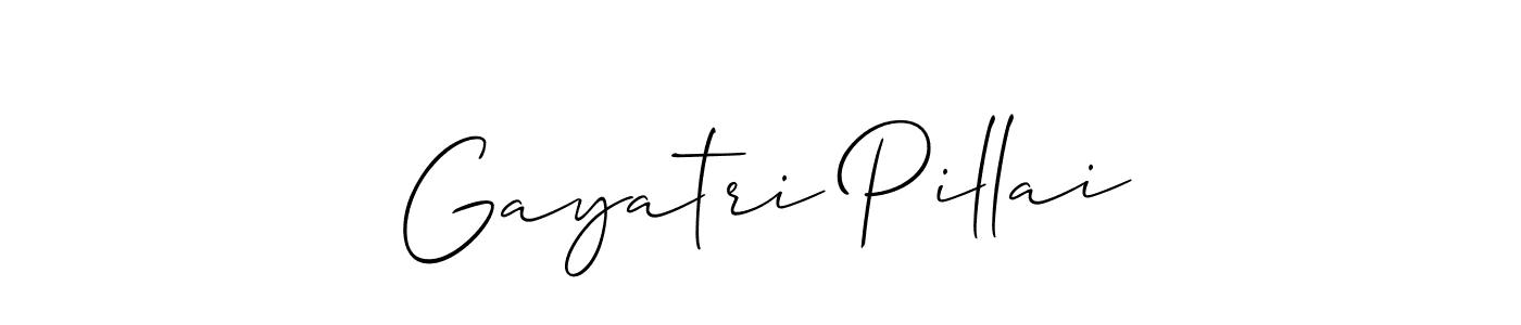 if you are searching for the best signature style for your name Gayatri Pillai. so please give up your signature search. here we have designed multiple signature styles  using Allison_Script. Gayatri Pillai signature style 2 images and pictures png